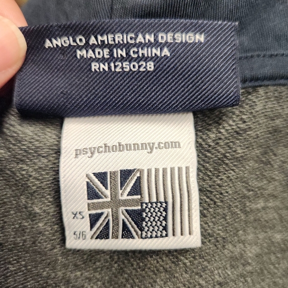 PSYCHO BUNNY Kid's Warwick Color Block Logo Hoodie In Heather Storm Size XS 5-6 - Picture 8 of 16